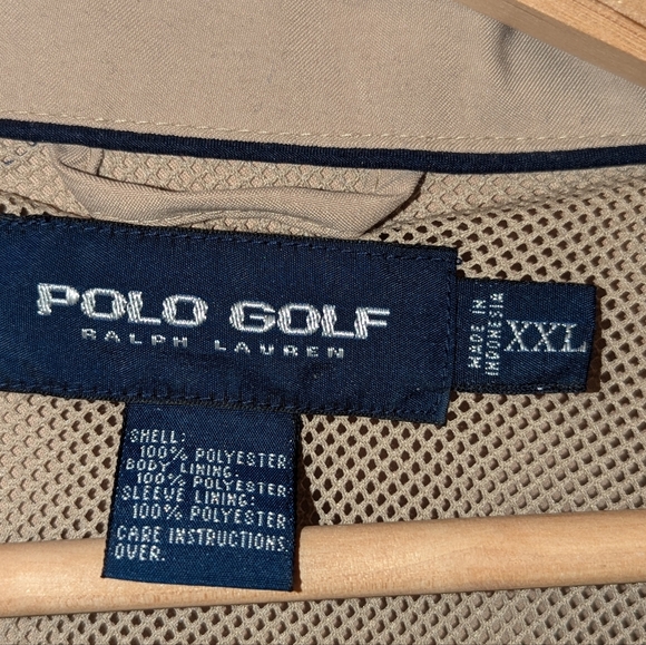 Polo Golf Polo Ralph Lauren Jacket Men's XXL Khaki Tan Half Zip Mesh Lined - Picture 4 of 8